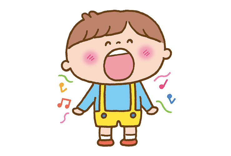 大きな声で歌う男の子のイラスト
