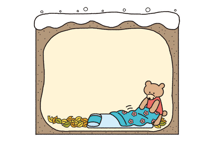 冬眠の準備をするくまの飾り枠
