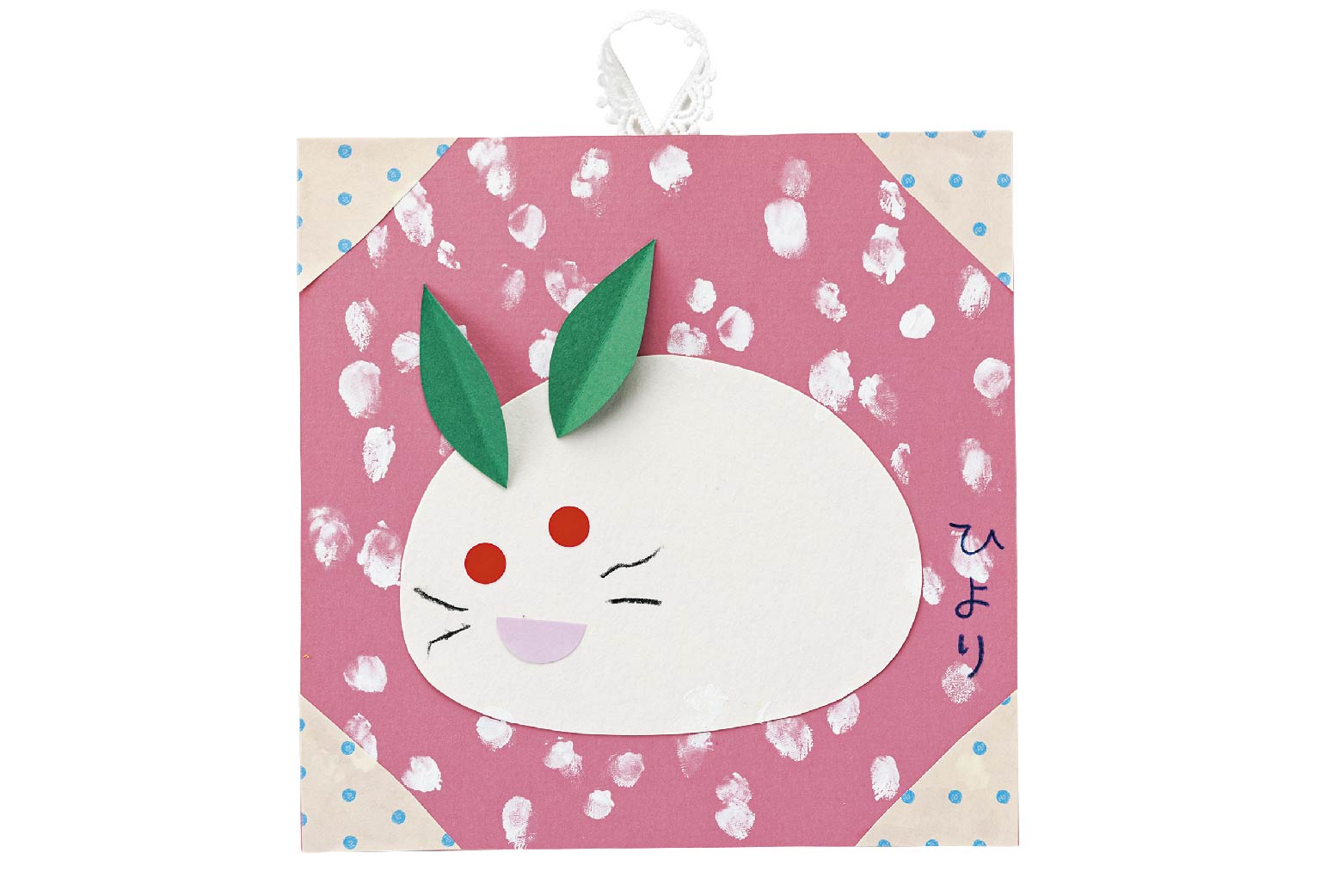 指スタンプの雪うさぎ