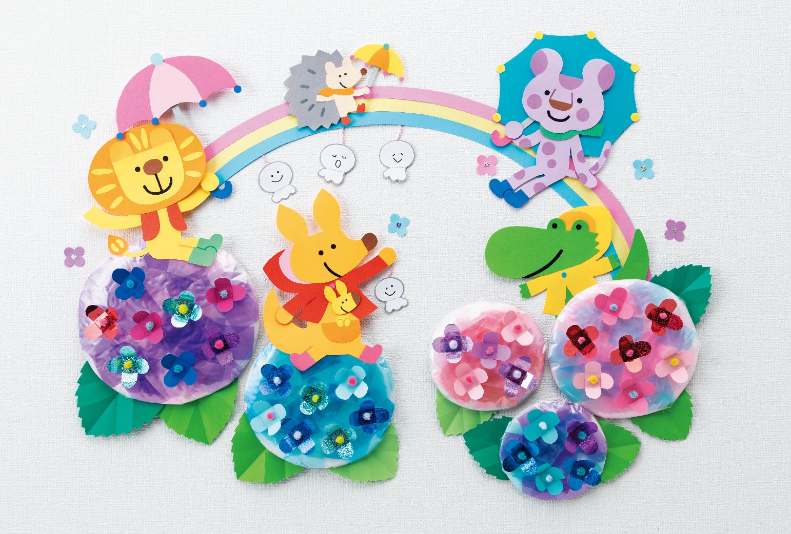 あじさいににじがかかったよ！