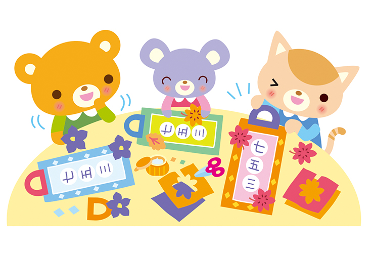 七五三の千歳飴袋づくりのイラスト