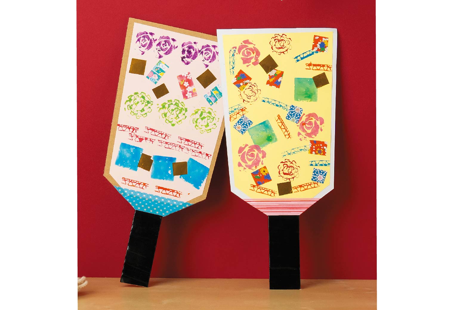 スタンプ模様の羽子板